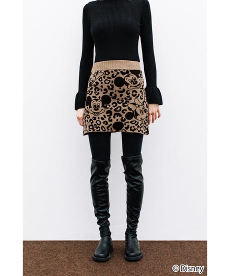 Disney / LEOPARD DESIGN SKIRT【WCJ-MK-027BEG-BLK】