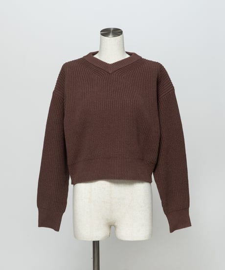 浅VネックニットTOPS【WCJ-MK-032BRN】