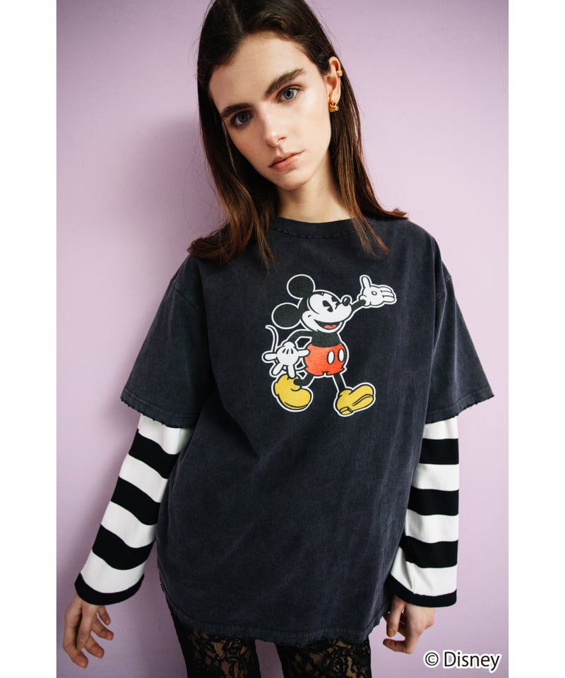 Disney / OVER DYE SS TEE(ミッキー)【WCJ-GC-054BLK01】