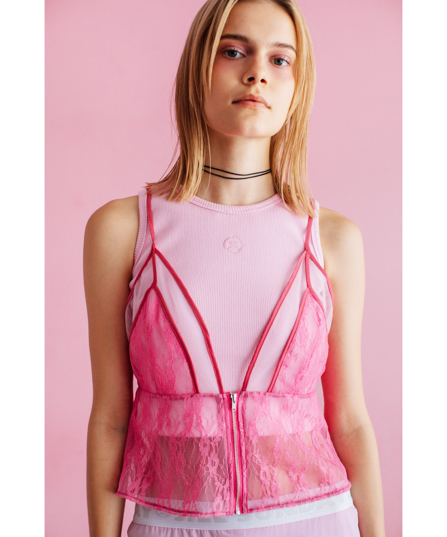 Nodress 2023FWレースリボンインナーキャミソールピンク