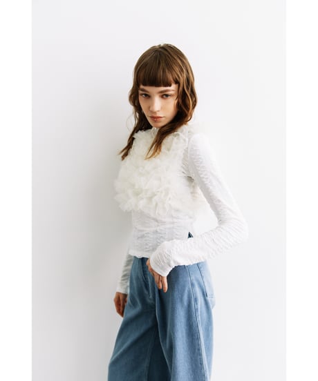 オーガンジーフリルTOPS【WCJ-PP-129WHT】