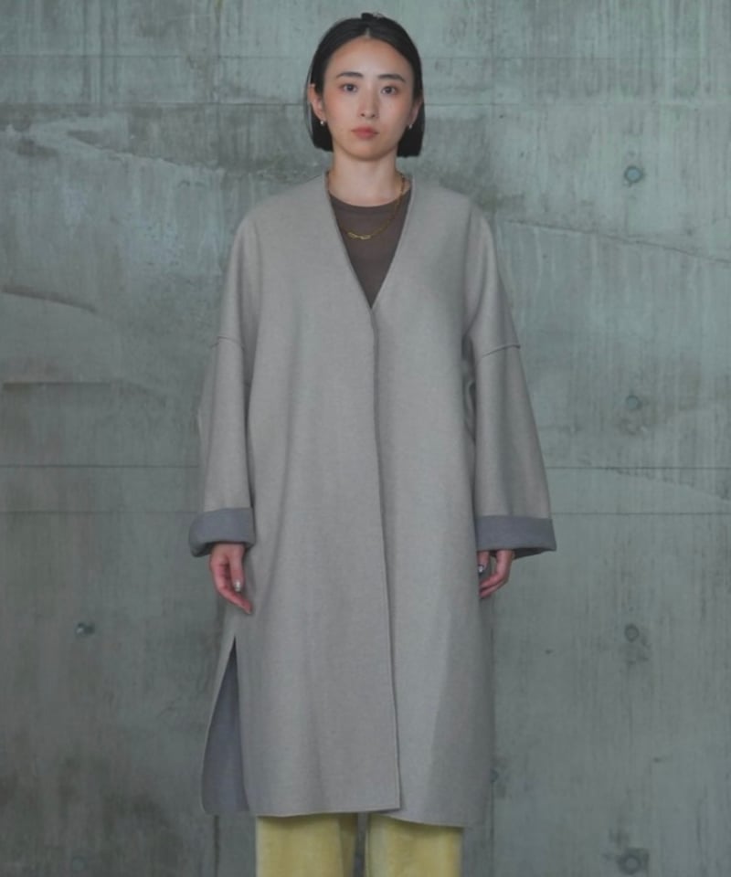 【美品】Y's シンサレート素材ノーカラーコート green label relaxing（グリーンレーベルリラクシング）の