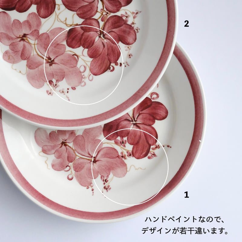 ARABIA / ハンドペイント 赤いボタニカル柄プレート 19cm / 01 | Tähti