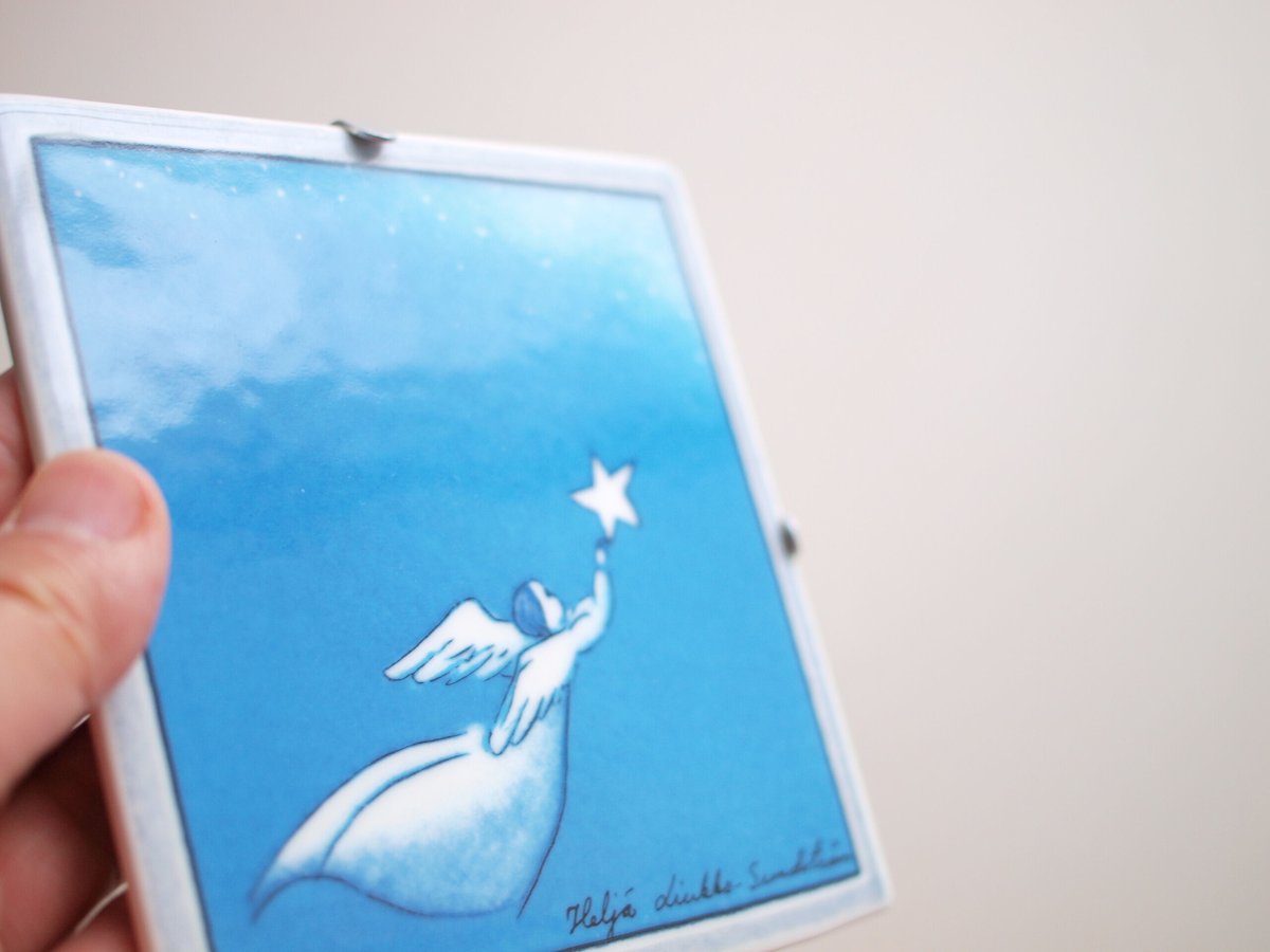 Helja Liukko-Sundstrom 天使の陶板 ARABIA Helja Liukko-Sundstrom 小さな陶板 ／ Flying An