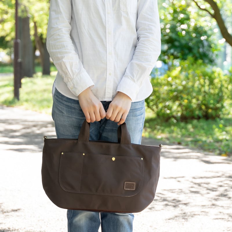 横長たっぷり帆布トートバッグ【ブラウン/オイルブラウン】 | 袋物工房