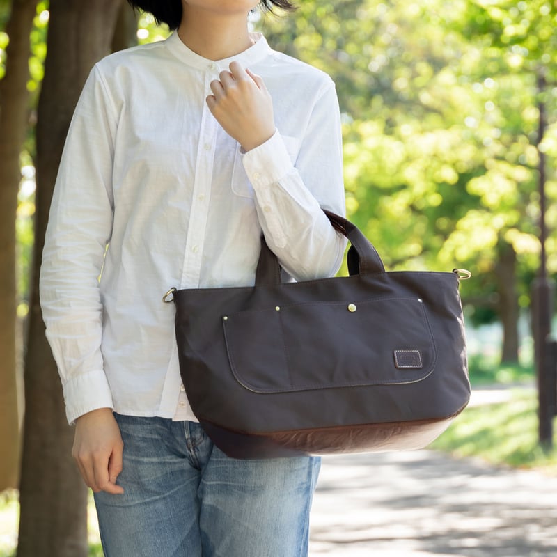 横長たっぷり帆布トートバッグ【ブラウン/オイルブラウン】 | 袋物工房