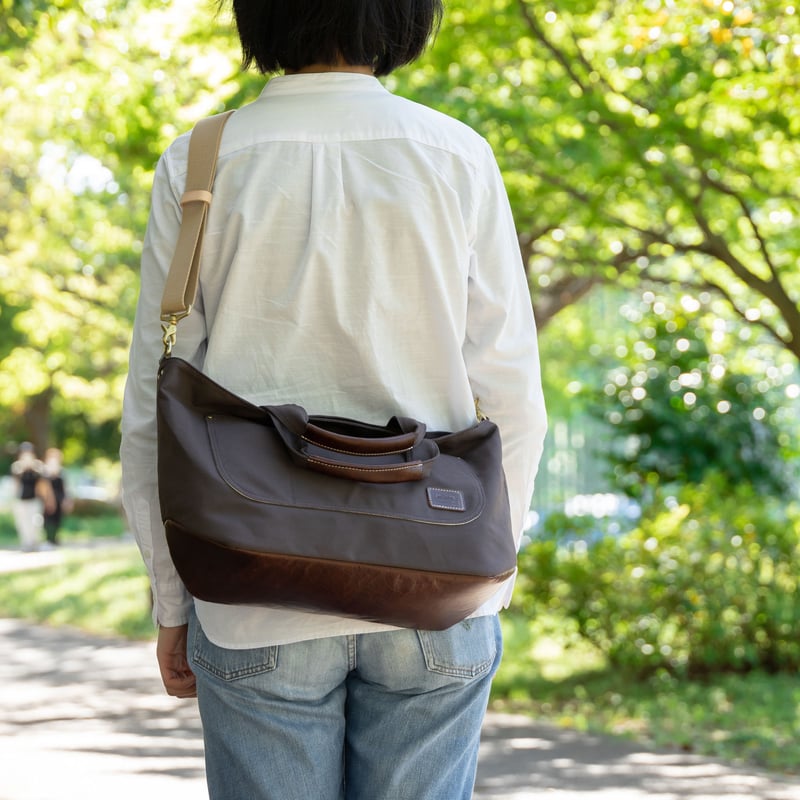 横長たっぷり帆布トートバッグ【ブラウン/オイルブラウン】 | 袋物工房