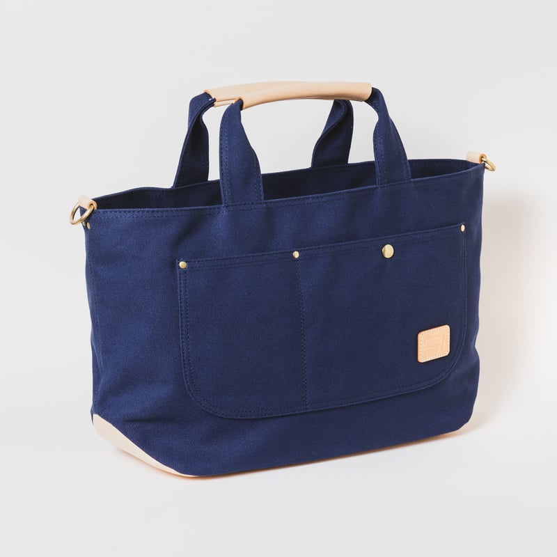 横長たっぷりトートバッグ【ネイビー】 | 袋物工房satoka