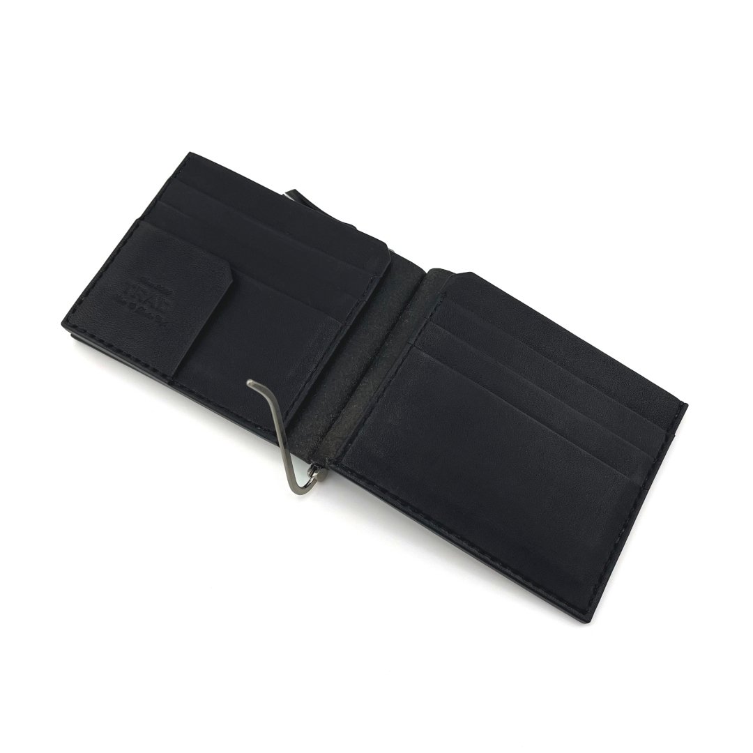 clip leather wallet (black) | TRAD