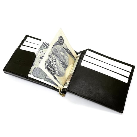 clip leather wallet (black)