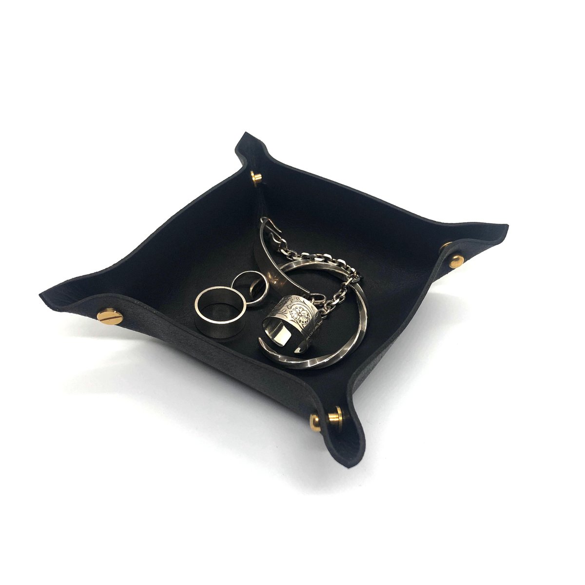 neighborhood LEATHER TRAY ブラック Maitland Smith Green / Black Leather Tray Handle Accent