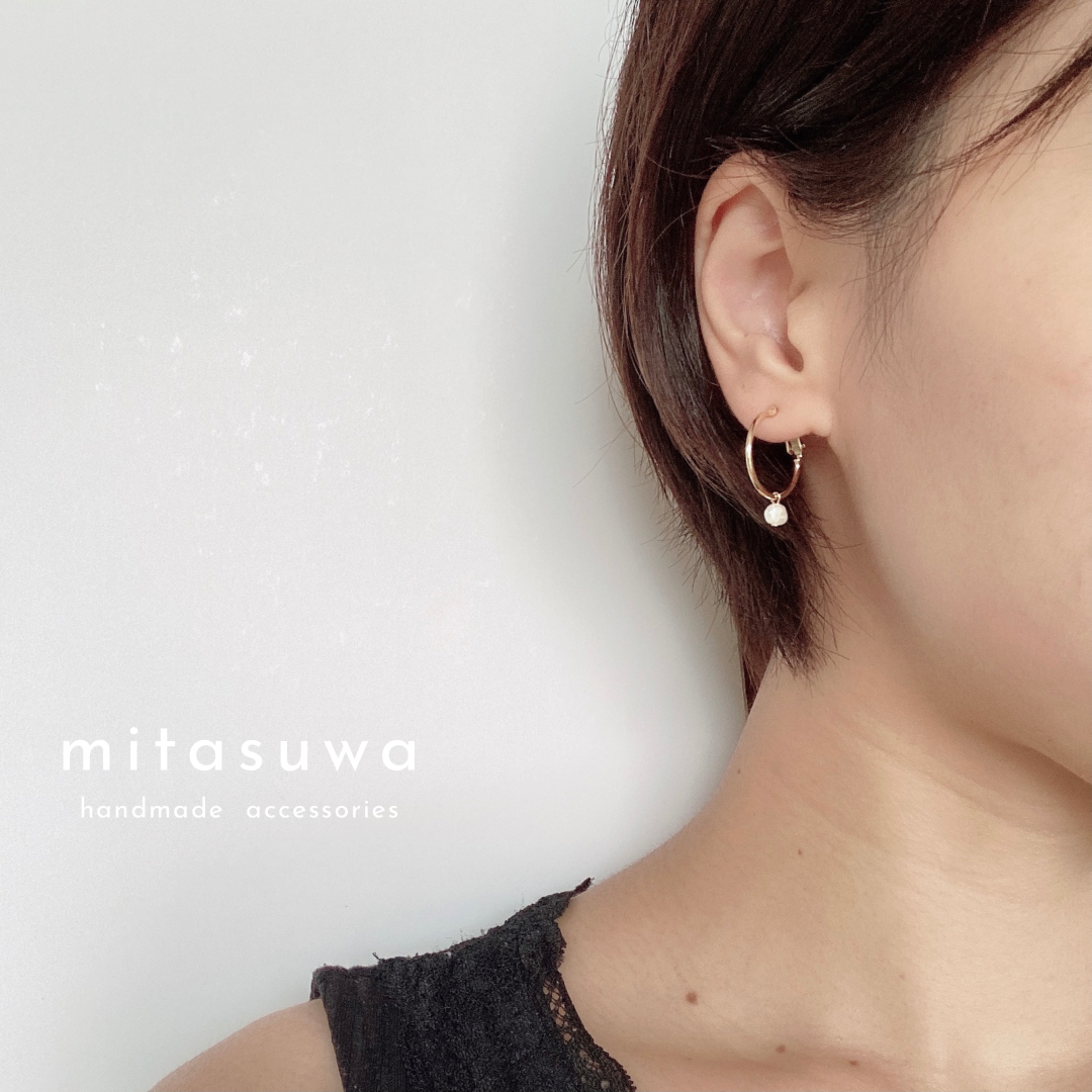 淡水パールのフープピアス No.024 | mitasuwa