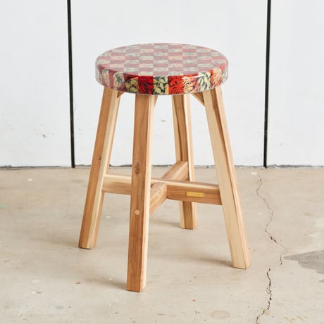 COATING STOOL　LEAVES & RED PLAID