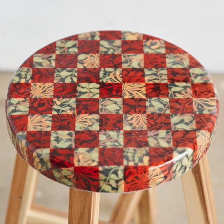 COATING STOOL　LEAVES & RED PLAID