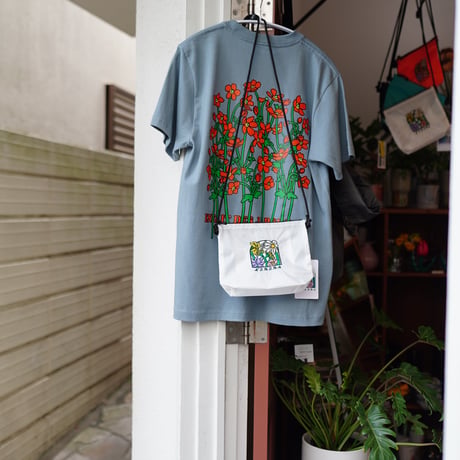 【実は庭師×gui flower】花Ｔシャツ（cement blue）受注生産枠＊7月中旬発送