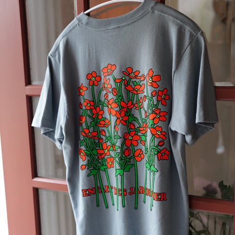 【実は庭師×gui flower】花Ｔシャツ（cement blue）受注生産枠＊7月中旬発送