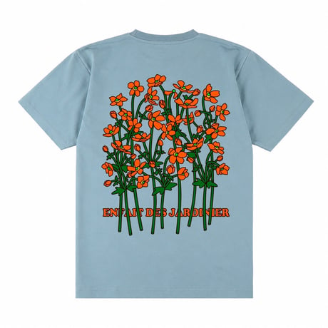 【実は庭師×gui flower】花Ｔシャツ（cement blue）受注生産枠＊7月中旬発送