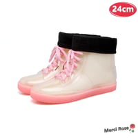 お洒落☆スニーカー レインブーツ K-388【24cm】長靴 レディース 女の子 雨靴 梅雨  雨靴 可愛い ブーツ 防水 洗える K-388-24cm