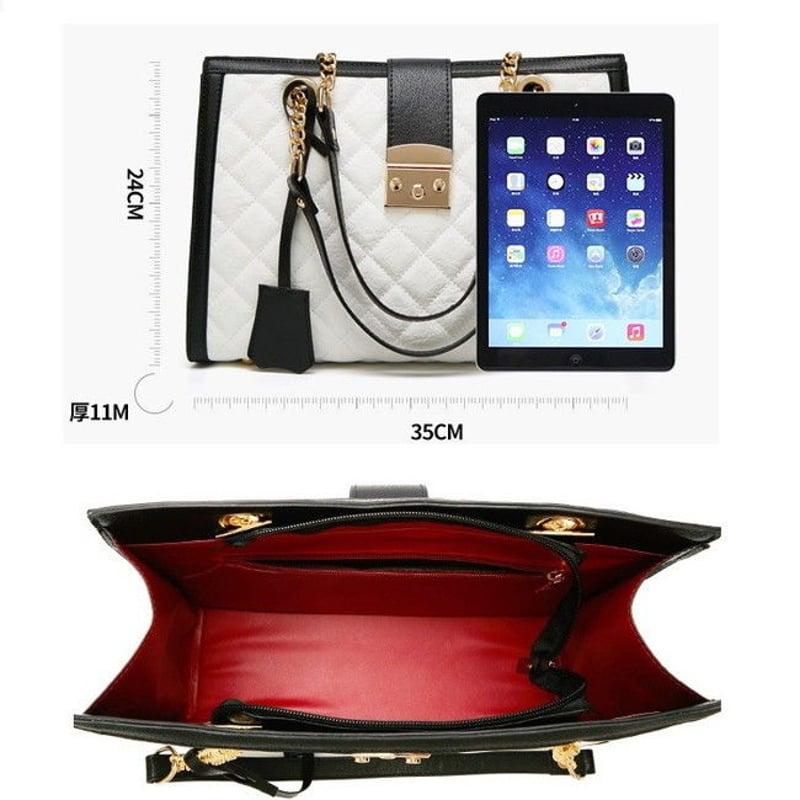 バイカラーキルティング トートBAG【ブラック】 ハンドバッグ バーキン