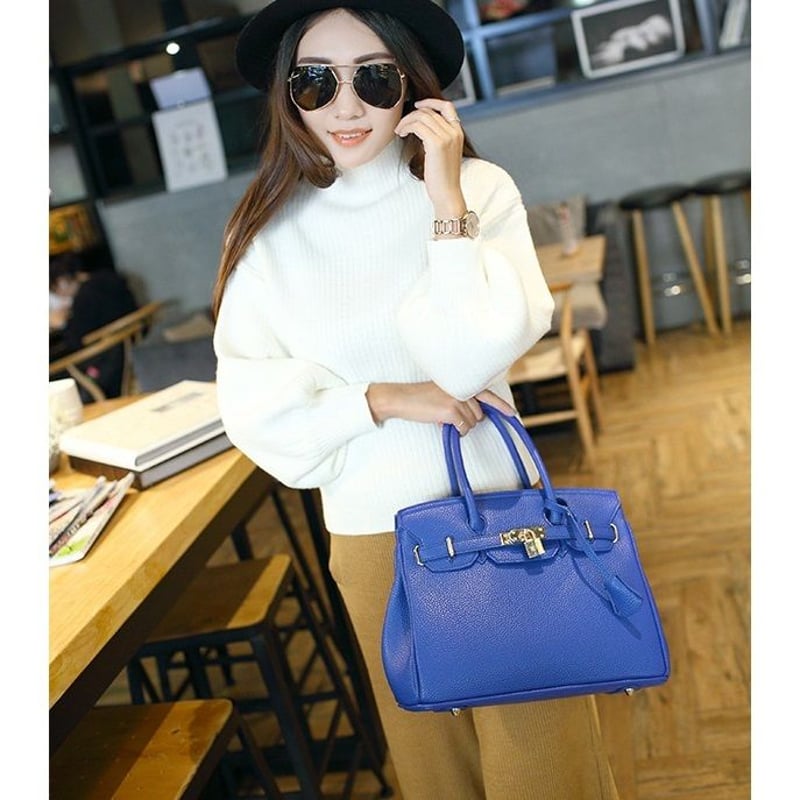 高品質PU レザー 南京錠付き 2way ハンドバッグ ショルダー BAG 