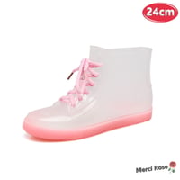 お洒落☆スニーカー レインブーツ K-377【24cm】長靴 レディース 女の子 雨靴 梅雨  雨靴 可愛い ブーツ 防水 洗える K-377-24cm