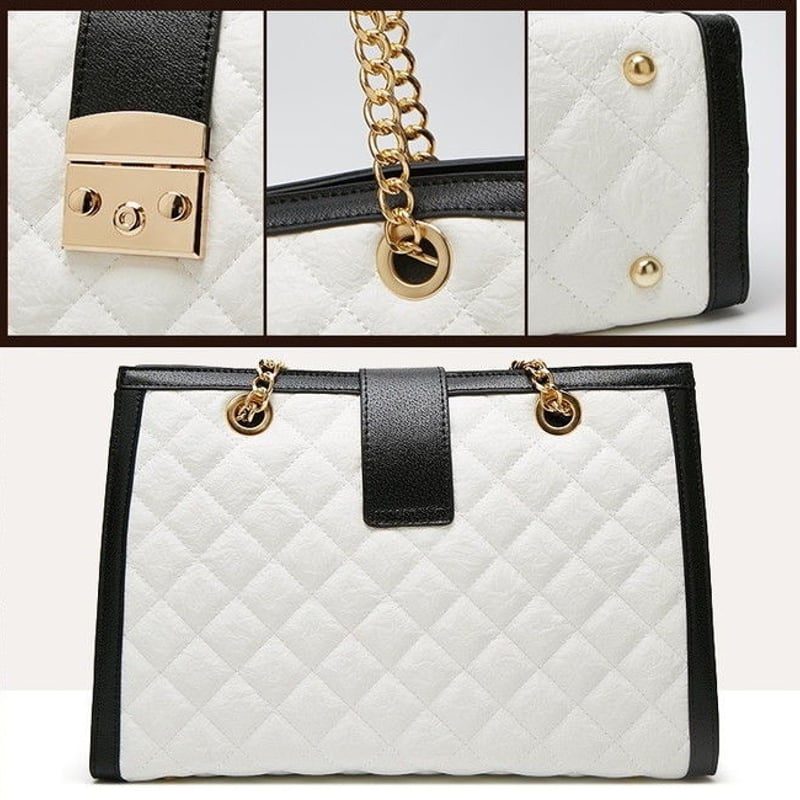 バイカラーキルティング トートBAG【ブラック】 ハンドバッグ バーキン