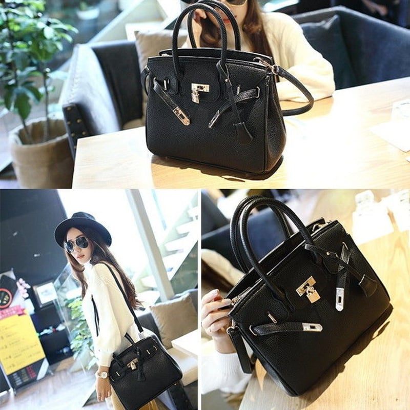 高品質PU レザー 南京錠付き 2way ハンドバッグ ショルダー BAG