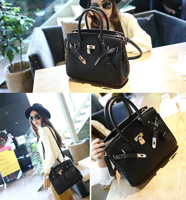 高品質PU レザー 南京錠付き 2way ハンドバッグ ショルダー BAG