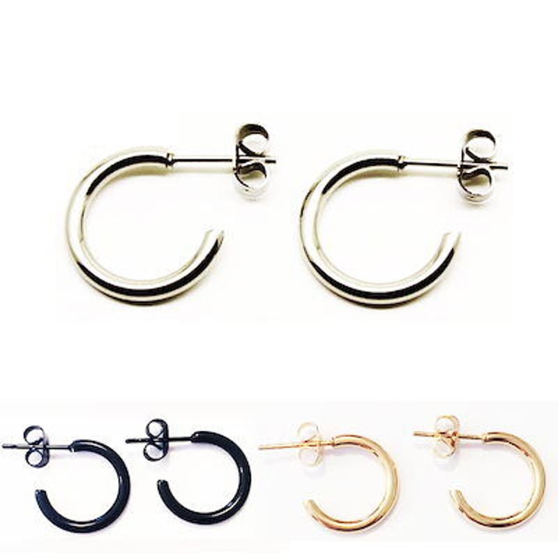 フープピアス 2個セット ペア 15mm 太さ2mm シルバー ゴールド