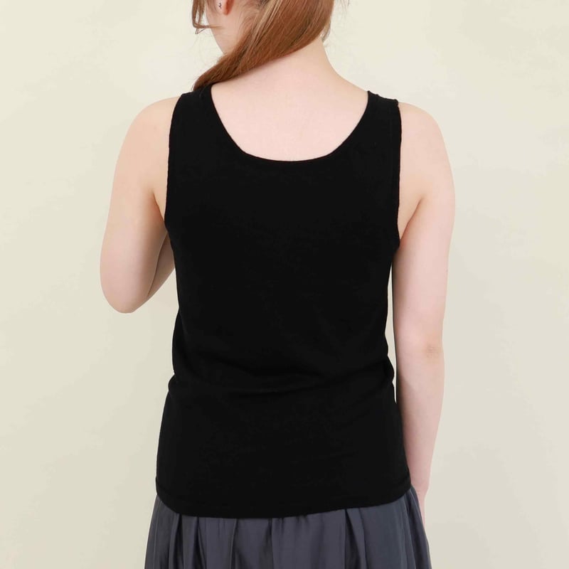 シルクタンクトップ 黒 sof.】ウォッシャブルシルクタンクトップ天竺 | & Silk