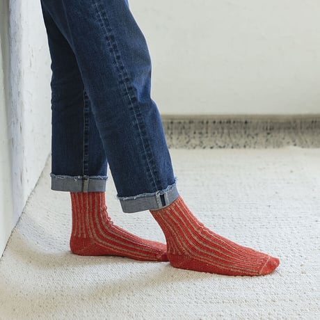 SILK LINEN RIB SOCKS〚LE0473A〛