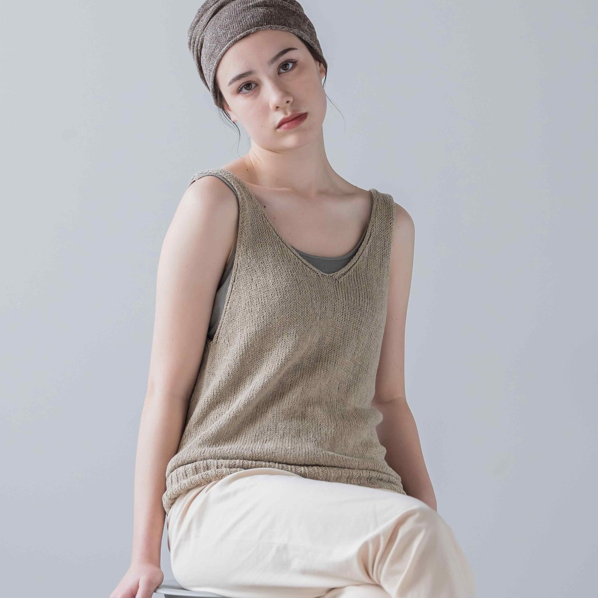 sof.】シルクリネンニットタンクトップ | & Silk