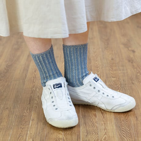 【在庫限りで販売終了】SILK LINEN RIB SOCKS