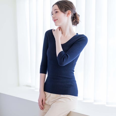 【KOHARU】シルクリブインナー 7分袖