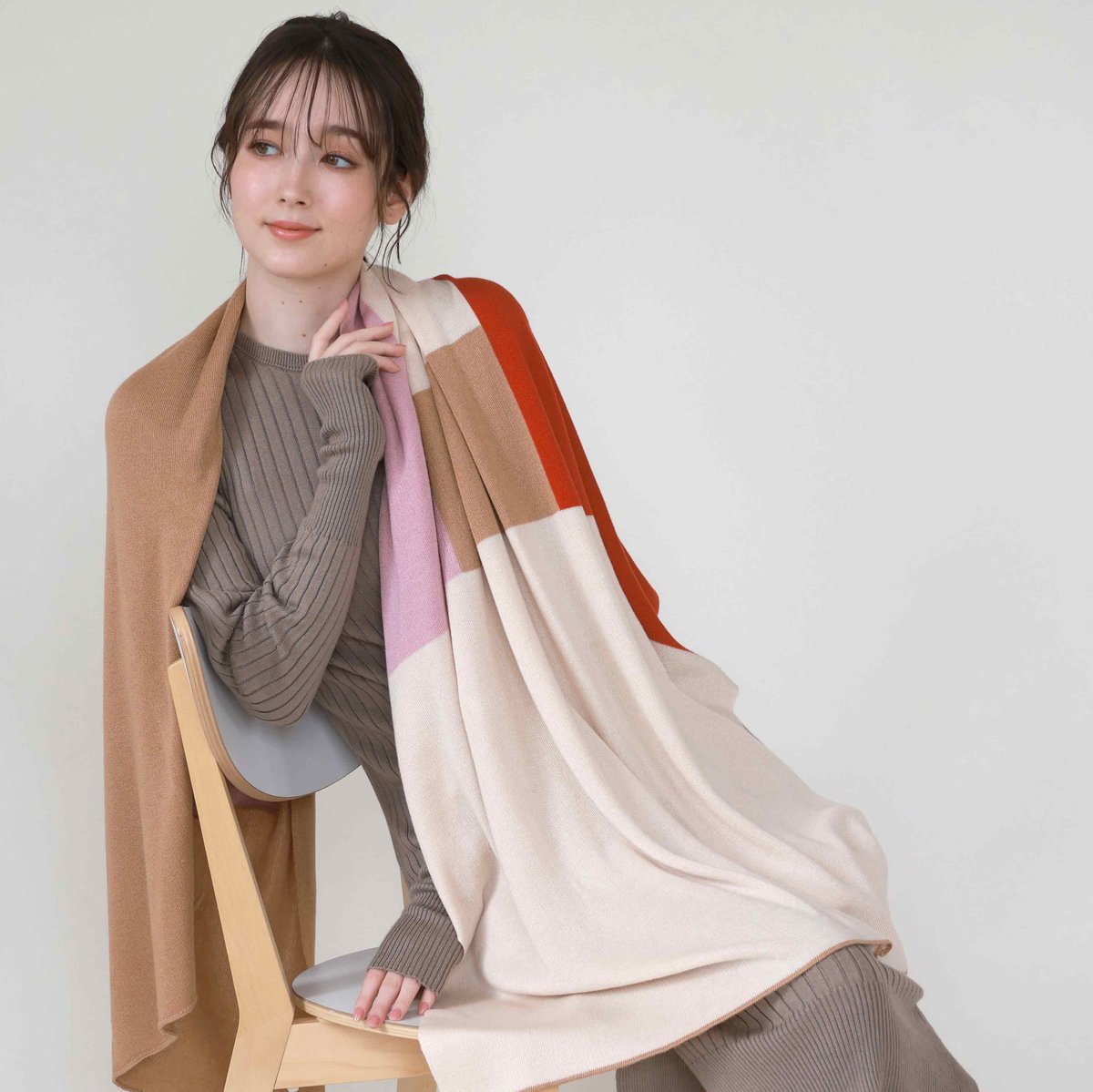 シルクブランケット(ブロック柄)〚NE0980〛 | & Silk シルクブランケット(ブロック柄)〚NE0980〛 | & Silk