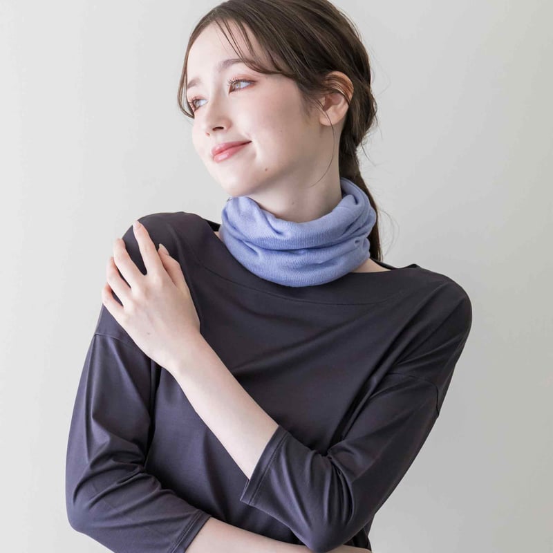 コモリ シルクネックウォーマー ネイビー 20AW コモリ シルクネック