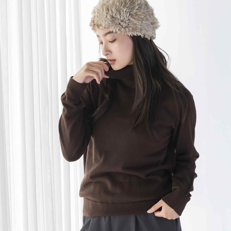 SISIA】シルク タートルネックエポーレットセーター（レディース