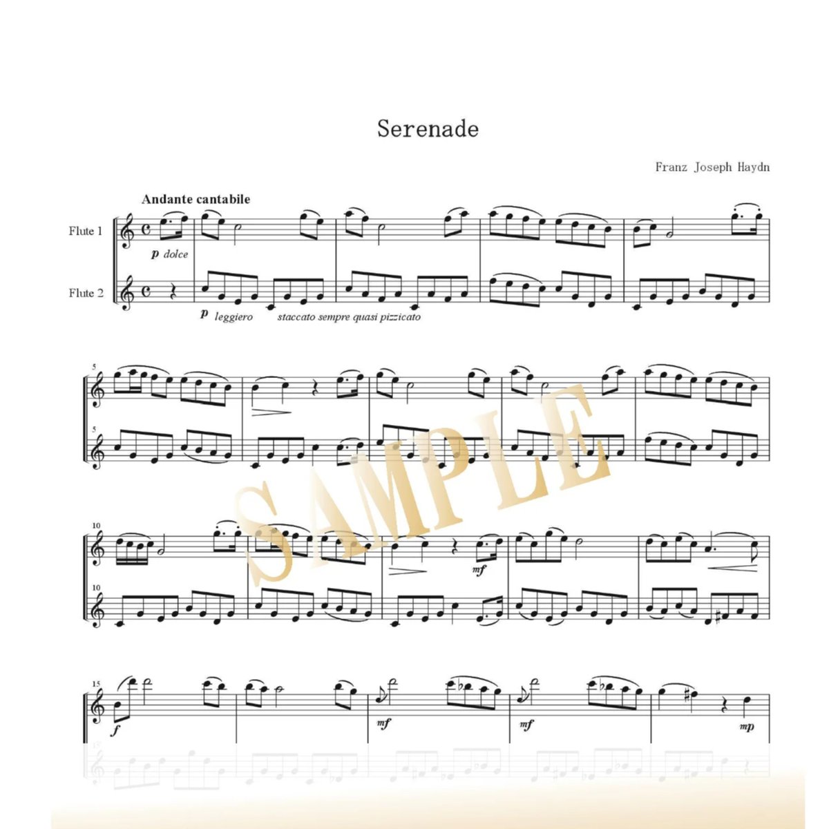 Flute Duo】セレナーデ（弦楽四重奏曲 ヘ長調 Op.3-5 Hob.III:17より