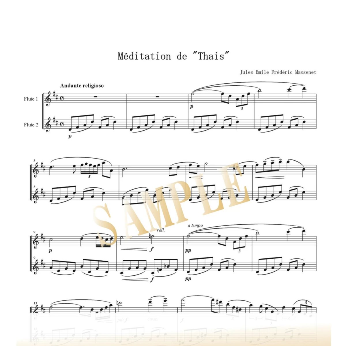 Flute Duo】タイスの瞑想曲（Méditation from Thaïs）／ジュール・