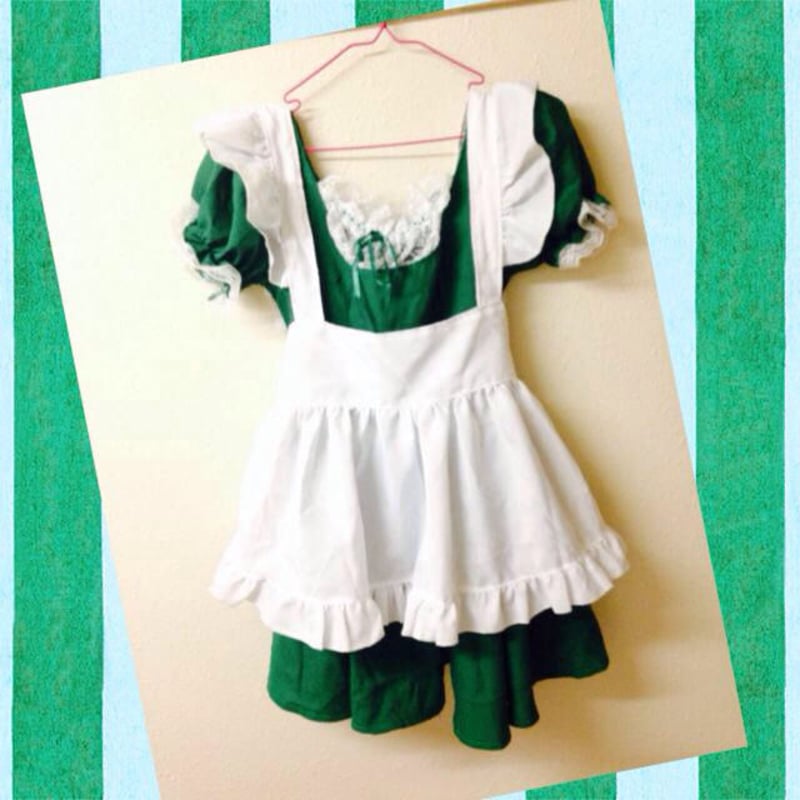グリーン 緑 メイド服 コスプレ 制服 アイドル コスチューム 衣装 女装