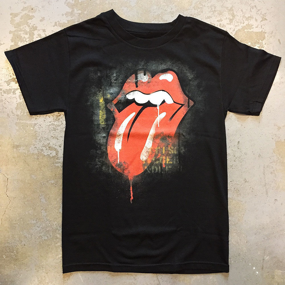 未使用品　ローリング・ストーンズ　ファイヤー·タン　リップ　Tシャツ　黒　S ザ ローリング ストーンズ・グラフィティ アート タン＆リップ T