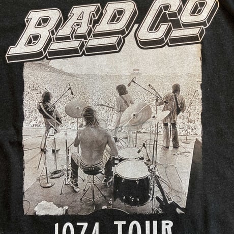 バッド カンパニー・バッド カンパニー 1974 デビュー ツアー ベースボールT-シャツ (ブラック)