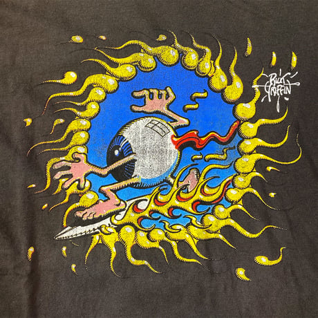 リック グリフィン・サーフィン アイボール・ガーメントダイ Tシャツ Rick Griffin x Hurley) (U.S.A. 中古衣料品)