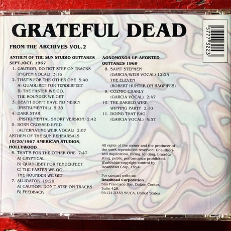 Grateful Dead - 'From The Archives Vol.2' 1967-1969 (1CD) (Vintage Used CD)