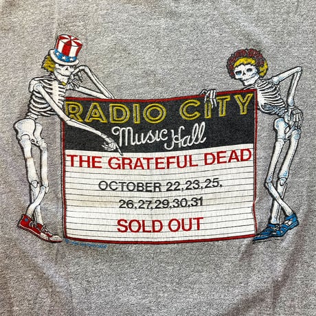 グレイトフル デッド・レコニング・レディオ シティー・NYC・Tシャツ (Vintage 1980) (U.S.A. 中古衣料品)