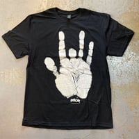 グレイトフル デッド・ジェリー ガルシア シルバー ハンドプリント Tシャツ (ブラック)