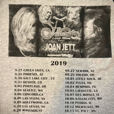 ジョーン ジェット・ラブ・アライブ・ツアー 2019・Tシャツ (ベースボールシャツ) (U.S.A. 中古衣料品)