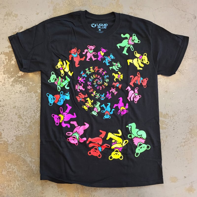 グレイトフル デッド・スパイラル ブラックライト ベアーズ T-シャツ