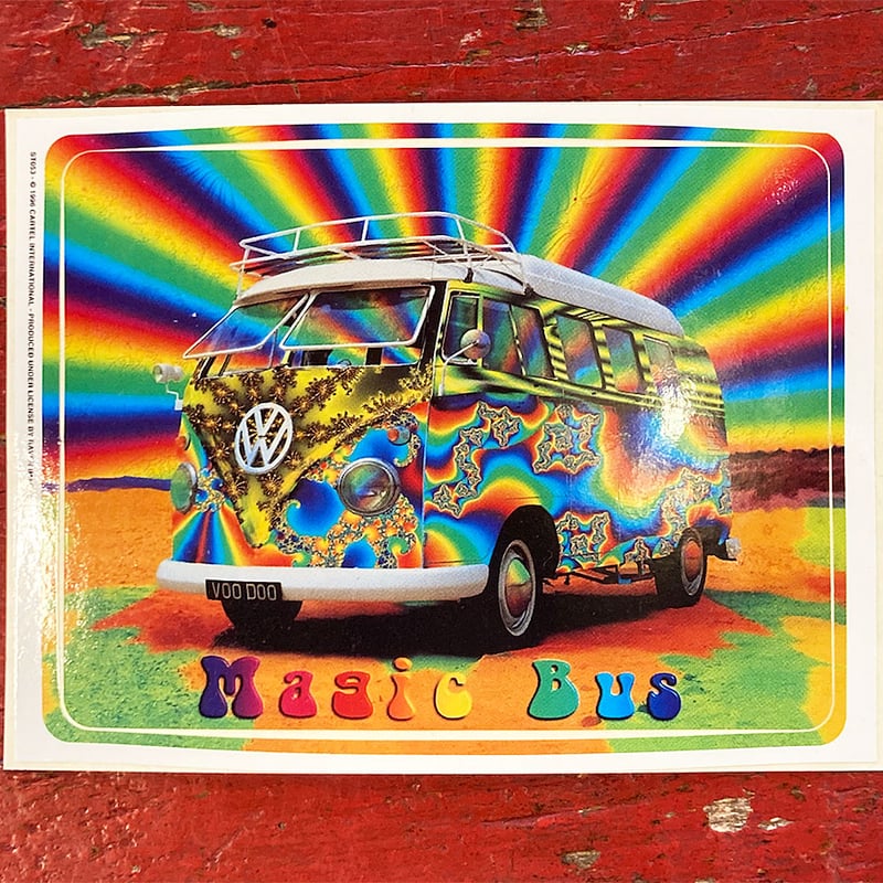 VINTAGE ヴィンテージ 90's Volkswagen Magic Bus フォルクスワーゲン マジックバス ワゴンバス Tシャツ サイズL ホワイト 美品 中古 4b001542 サイケデリック VW マジックバス ツアー ステッカー (Type 2 BUS