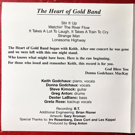 The Heart Of Gold Band - 'Double Dose' 1984/1986 (1CD) (Vintage Used CD)